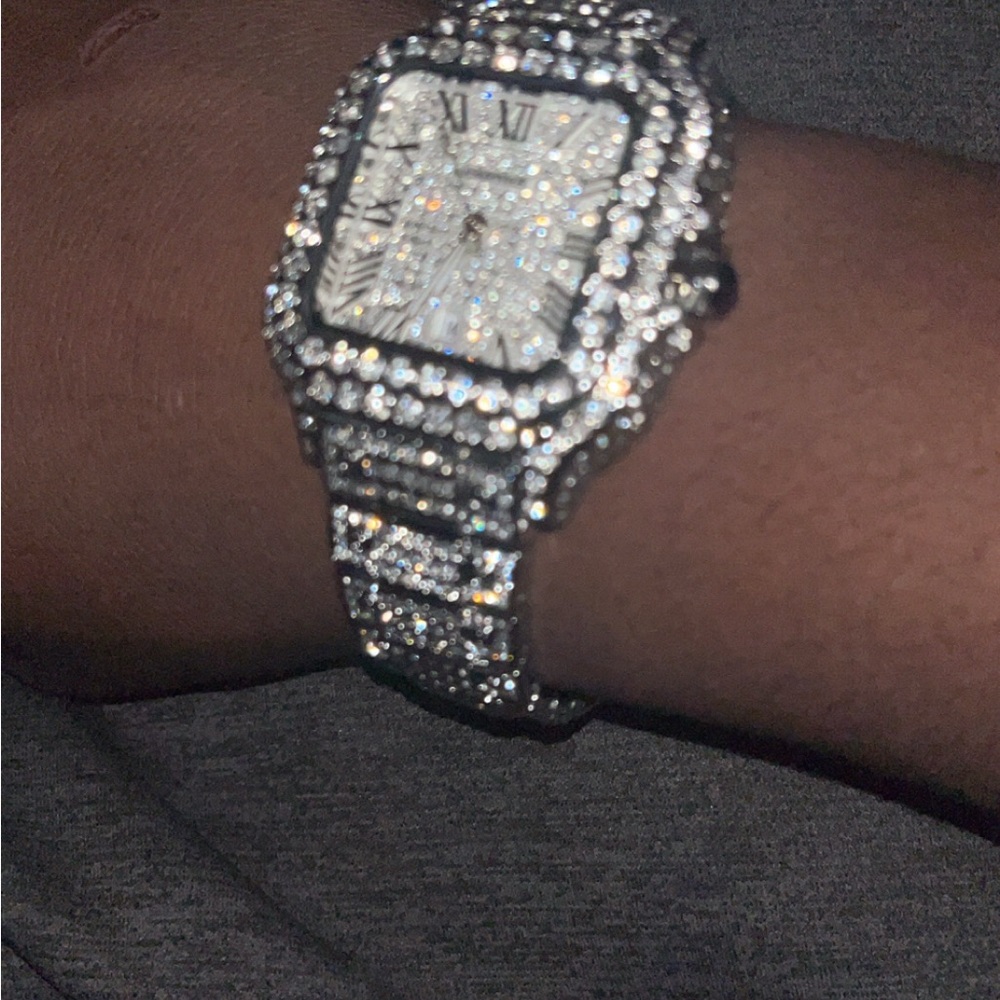 Cartier Silver Diamond-Studded Watch